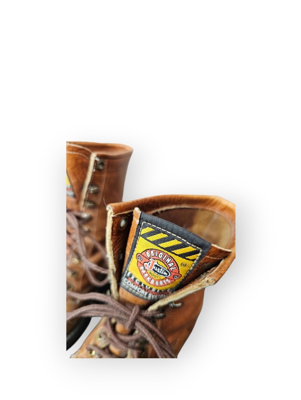 Justin Conductor Packer Work Boots USA Made Brown Leather Lace Up Women's 6.5EE - Picture 4 of 7